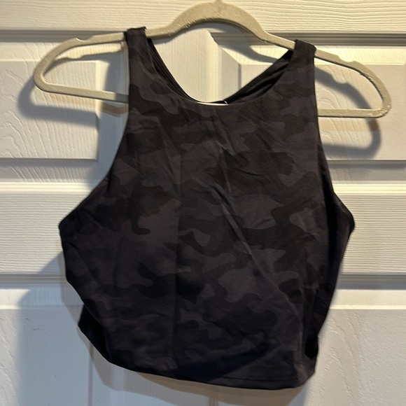 NWT! CRZ Yoga Black Camo Butterluxe High Neck Bra Tank Top XL longline - Picture 1 of 9
